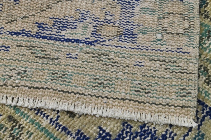 Vintage Turkish Runner Rug 2x5ft BEIGE Handmade Anatolian Oushak Hallway Wool gallery