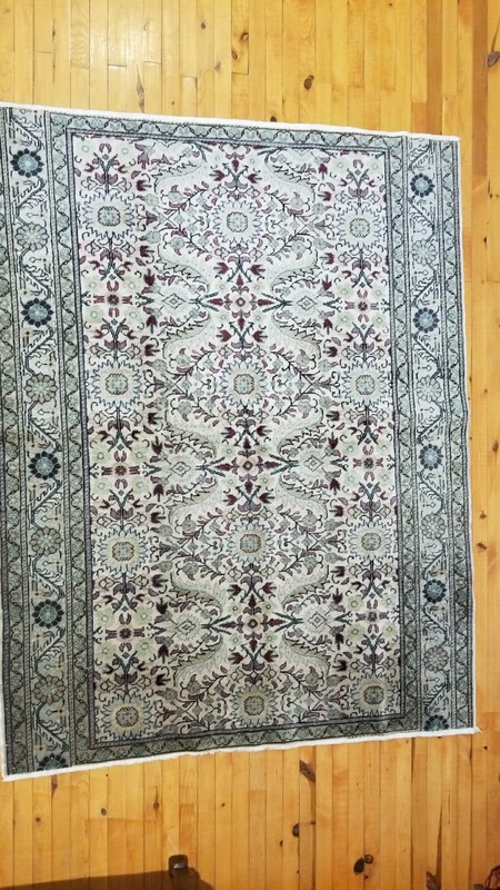 Exquisite Vintage 1939-1950's Natural Dye Wool Pile Bunyan Rug 4’9”x6’1” gallery