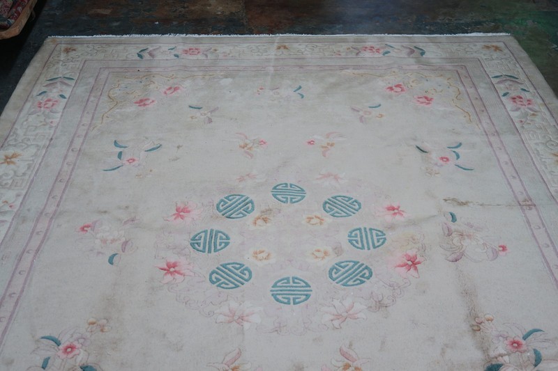 Vintage Chinese Rug Hand Knotted Wool Embossed 8'-1 x 10'-7 gallery