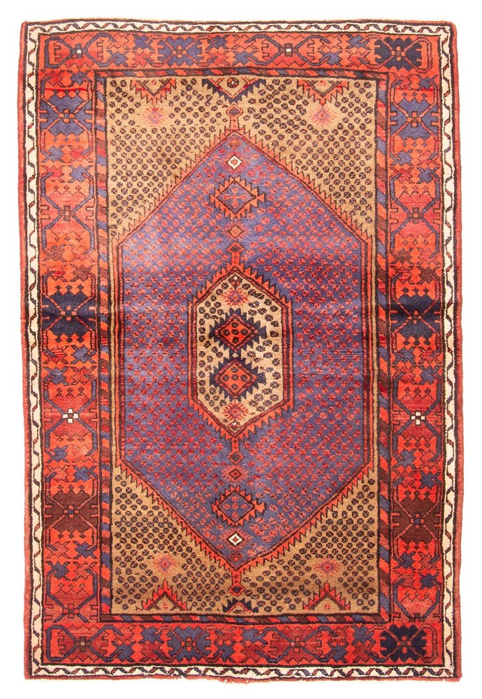 Traditional Vintage Hand-Knotted Area Rug 4'3" x 6'5" Oriental Wool Carpet