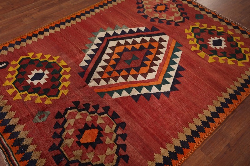 Flat Weave Kilim Reversible Wool Rug 5x7 Geometric Tribal Home Decor Carpet gallery