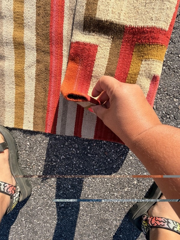 Vintage Geometric Flat Weave Runner Rug Wall Hanging 26.5x96.5 Boho MCM Wool gallery