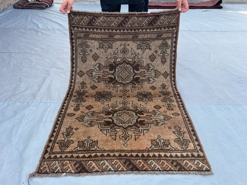 2'7 x 3'11 ft Vintage Afghan Rug Hand Knotted Wool Terracotta Tribal Carpet gallery