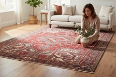 Vintage 8’2 x 10’3 Geometric Bird Heris Carpet Caucasian Handmade Wool Area Rug