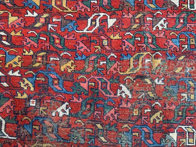 An Antique Decorative Worn Out Genuine Kurd Bidjar Rug gallery