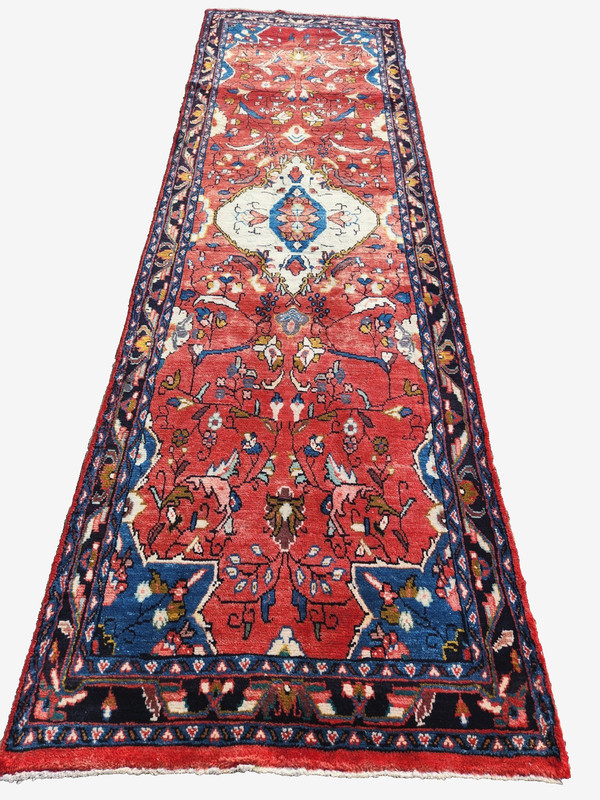 3'9"x12'8" ANTIQUE HAND KNOTTED CAUCASIAN MALAYER TRIBAL WOOL RUG RUNNER gallery