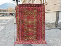 4×6 Vintage Oushak Rug Fuchsia Pink Brown Turkish Boho Hand Knotted