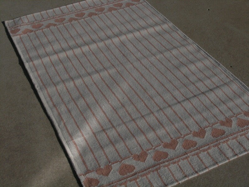 Fantastic Hand Woven Rug Carpet Area Heather's Peach Hearts Stripes 3x5 Wool LN gallery
