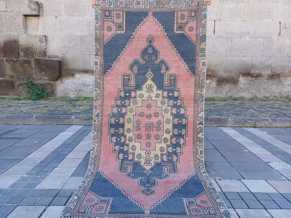 Turkish Arisaman Vintage Area Rug 3.77 x 8.33 ft , 4x8 Handmade Rug 115 x 254 cm