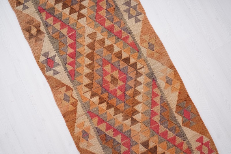 Handmade Oushak Runner 3x11 - Muted Turkish Kilim Rug, Vintage Hallway, 516 gallery