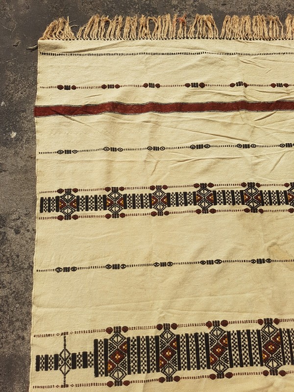Vintage Handmade Fulani Traditional Wool Kilim Rug Carpet 223x146 cm gallery
