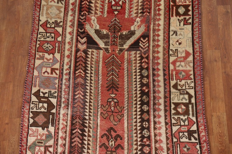 Vintage Wool Rust Red Hand-knotted 9 ft Runner Rug 4x9 Tribal Traditional Carpet gallery