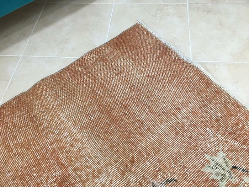 Vintage Floral Oushak Turkish Bohemian Area Rug Handmade 3.5 x 6.6ft, 107x201cm gallery