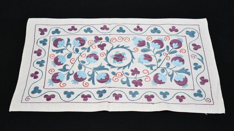 Uzbek Suzani Cover 1'7 x 2'7 ft Handmade Silk Embroidery Suzani Cover Home Decor gallery