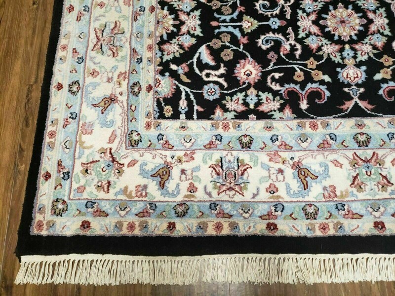 6' X 9' Handmade Indian Agra Wool Rug Carpet Vegetable Dyes Black gallery