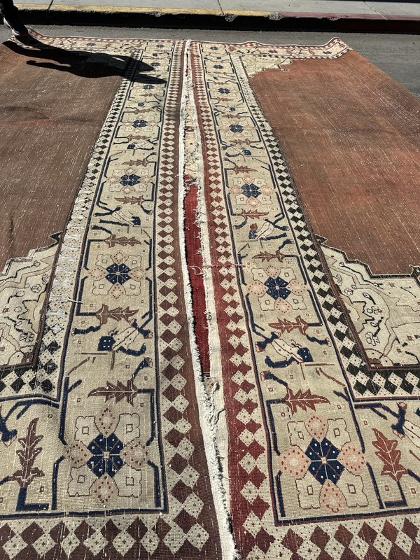Auth: 19th C Antique Agra Rug Elegant Unique Sophisticated Decor Brick 12x17 gallery