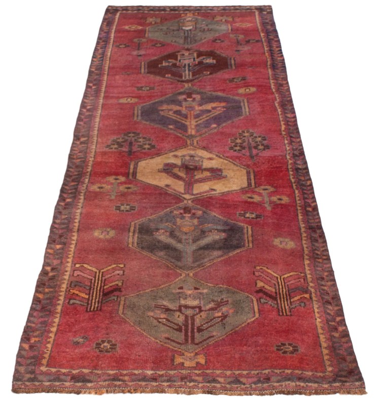 4'2" x 11'10" Vintage Hand-knotted Runner Rug Traditional Oriental Wool Carpet gallery