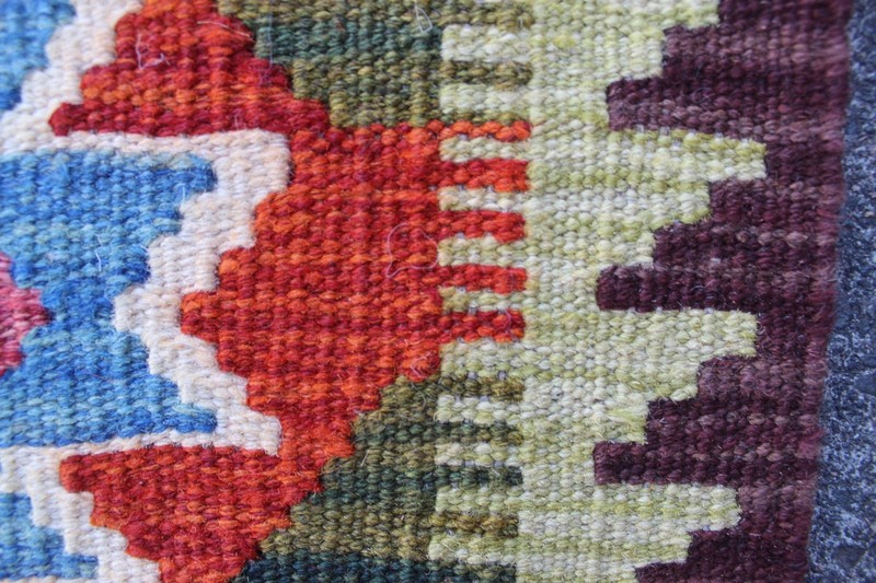 Kilim Vintage Traditional Hand Made Oriental Brown Red Wool Small Kilim 89x55cm gallery