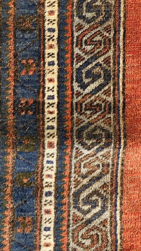 Bohemian Vintage 1940-1950s Indigo Blue Dye Wool Pile Taspinar Rug 5'11”x11’3” gallery