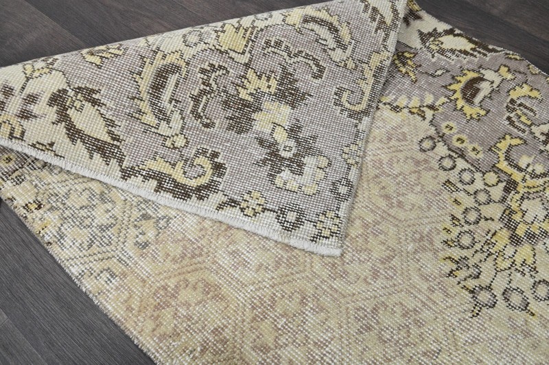 Vintage Turkish Runner Rug 2x10ft Wool Anatolian Handmade Hallway Oushak BEIGE gallery