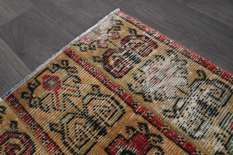 Vintage Turkish Runner Rug 2x10ft Wool Anatolian Handmade Hallway Oushak ORANGE gallery