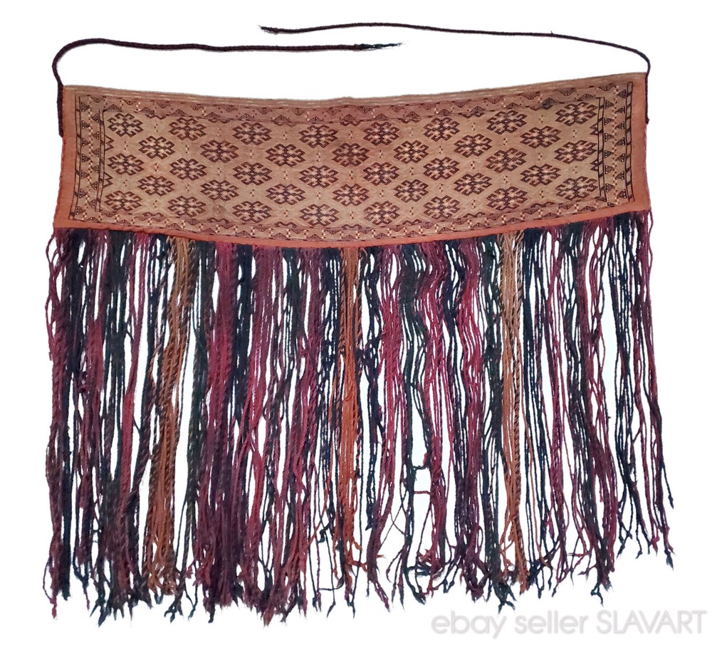 Antique Yomud torba flatweave soumak Turkmen Uzbek tent bag face Tekke silk wool