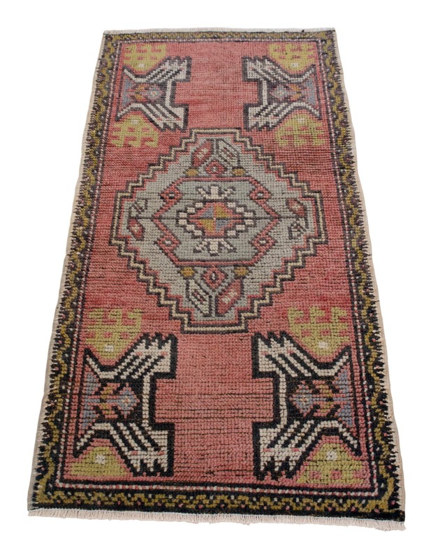Vintage Turkish Rug Handmade Small Rug, Wool Doormat, Kitchen Rug, 20x39 inches gallery