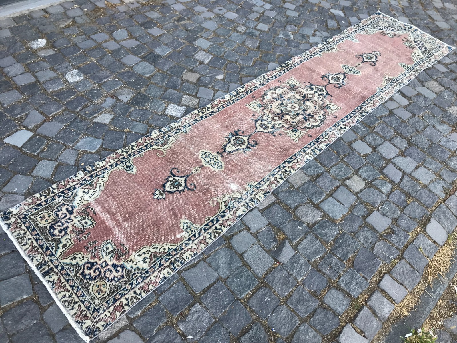 Turkish Vintage Rug Handmade Wool Rug Bohemian Runner Rug 2,1 x 10, ft gallery