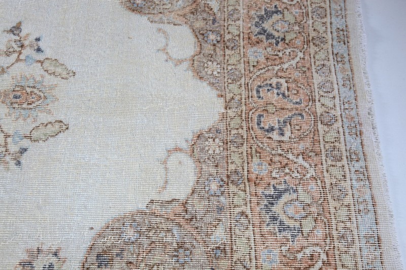 Handmade Vintage Turkish Rug Beige Oushak Carpet Wool Area Rug Bohemian Decor gallery