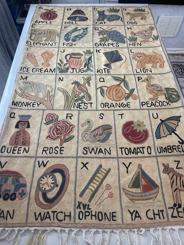 Vintage Handmade Aubusson Rug French Style Chain Stitch Needlepoint Rug 147x86cm gallery