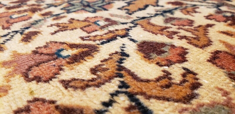 Exquisite 1930-1939s Antique Wool Pile Natural Dye Legendary Bunyan Rug 7x10ft gallery