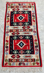 Vintage Handmade Turkish Geometric Tribal Wool Kilim Runner Rug 132×65 cm