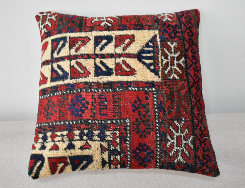 Antique Tribal Pillow Cover Sofa Rug 16'' x 16'' Made Of Antique Cushion Carpet gallery