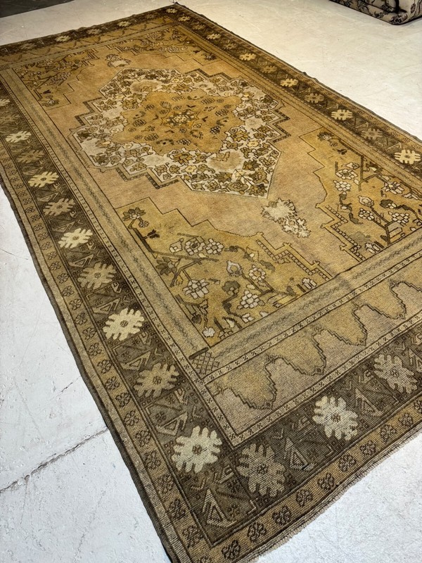 Oriental Hand-Knotted Wool Area Rug Turkish Oushak Ivory/Beige/Brown 7' x 12'9" gallery