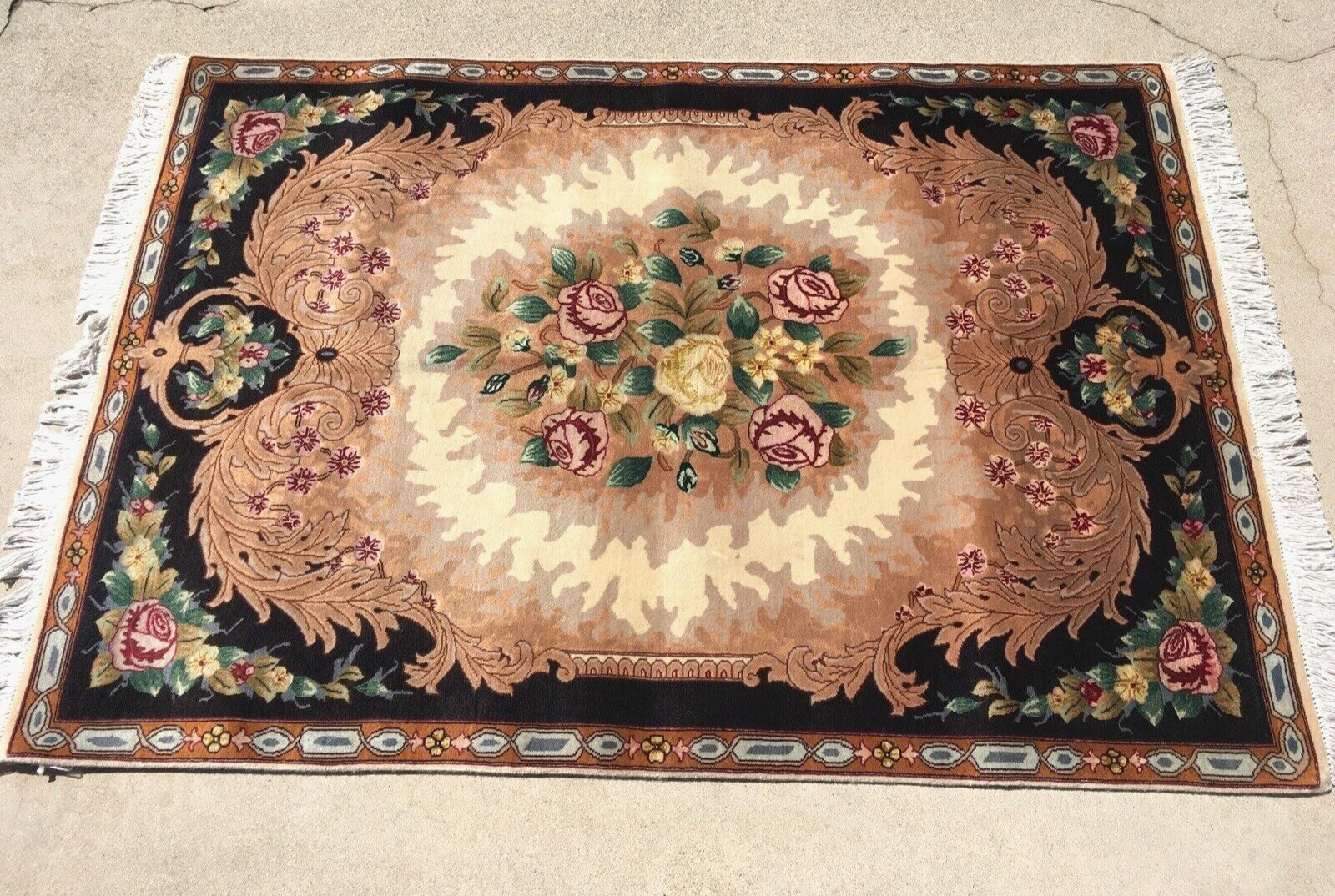 TA'BRIZ ( JAWHAR ) " PAIR " SILK on WOOL Circa : 1980 Size : 3' 4" x 4' 9" gallery