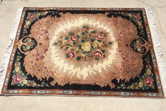 TA’BRIZ ( JAWHAR ) ” PAIR ” SILK on WOOL Circa : 1980 Size : 3′ 4″ x 4′ 9″