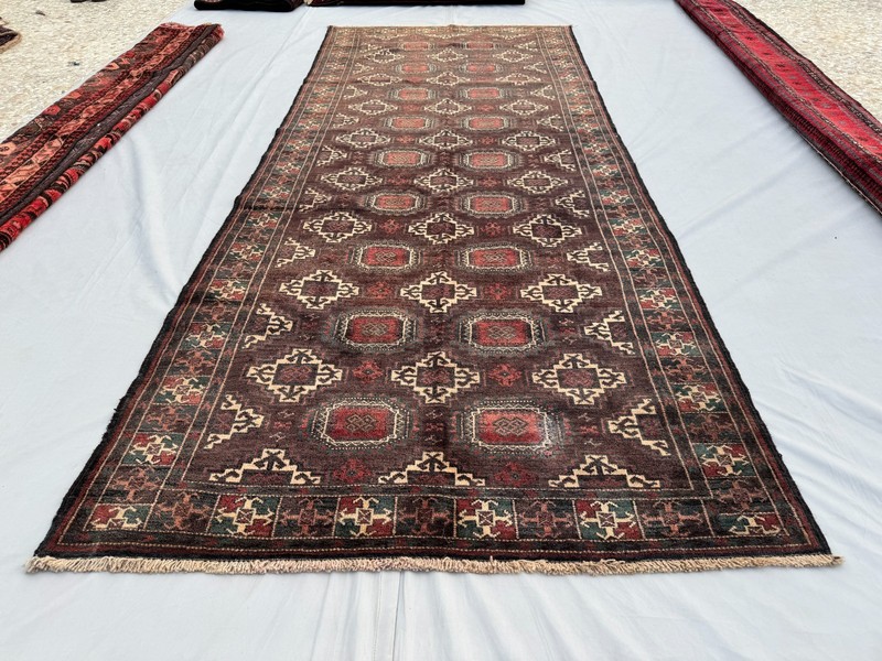 4x9 Afghan Hand Knotted Antique Area Rug Tribal Turkmen Bokhara Geometric Carpet gallery