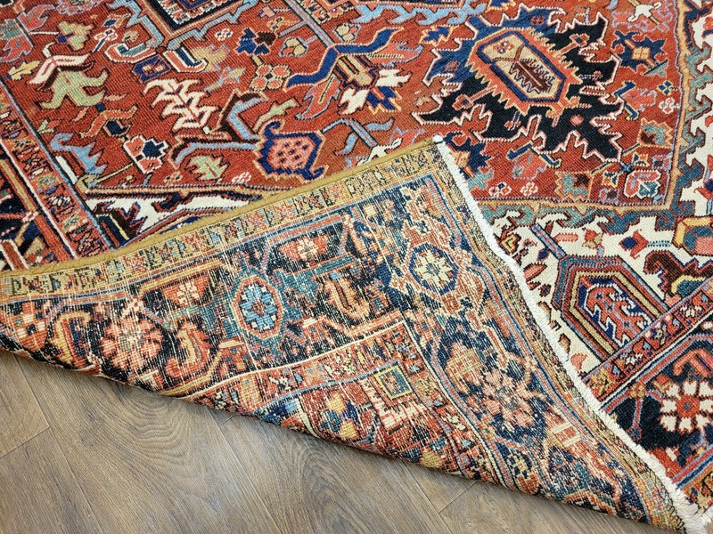 Circa 1920s Hand Knotted large Antique Herize Serapies rug size 8ft By 11ft gallery