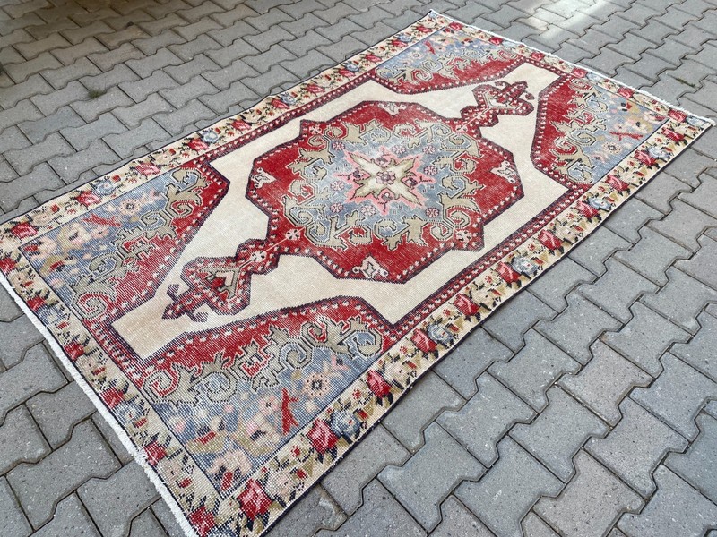 Vintage Anatolian Wool Area Rug 4.5x7.4 ft Hand Knotted Living Room Boho Decor gallery