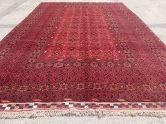 Authentic Hand Knotted Vintage Afghan Turkmen Wool Area Carpet Rug 9.5×6.4ft
