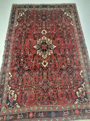 Antique Oriental Hand-Knotted Wool Area Rug Red/Blue 4’3″ x 6’5″