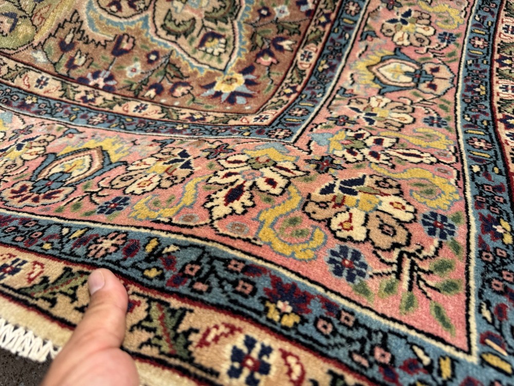 VINTAGE TURKISH RUG 7x10 oriental KEYSARI fine handmade handwoven pink blue 8x10