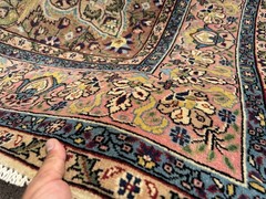 VINTAGE TURKISH RUG 7×10 oriental KEYSARI fine handmade handwoven pink blue 8×10