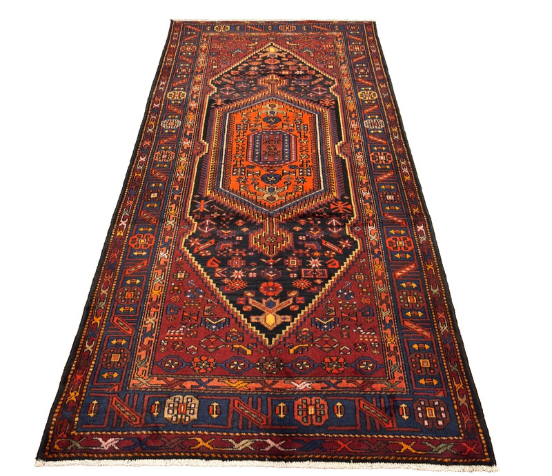 Vintage 5x10 Hand Knotted Zanjan Tribal Wool Oriental Area Rug Navy Geometric gallery