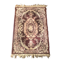 Vintage Prayer Rug Silky Pile Hand Tied Fringe 1.6′ x 2.5′