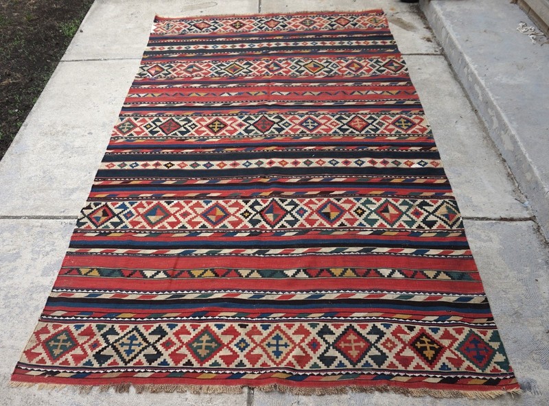 Antique Caucasian Shirvan Kilim Rug 5'6"x9'8" gallery