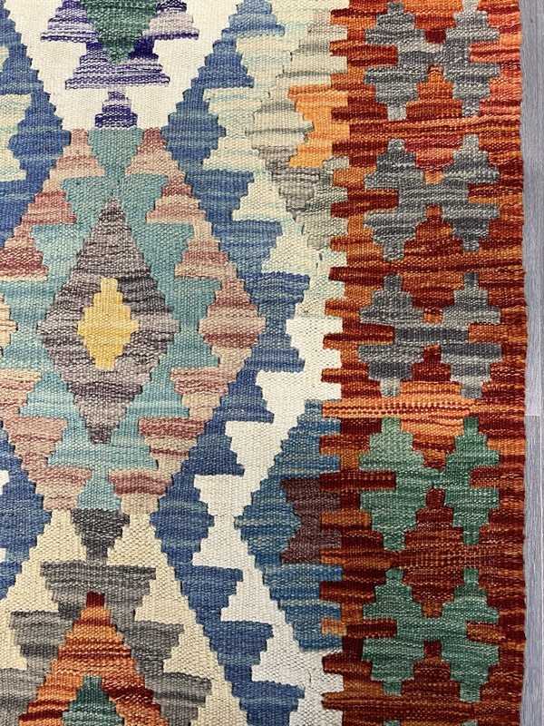 Handmade Kilim Runner wool natural colours Afghan Traditional 306cmx84cm gallery