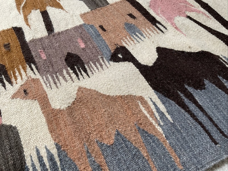 Hand Woven TapestryEgyptian Folk Art Wall Hanging-Kilim Rug Decor 46x26” gallery