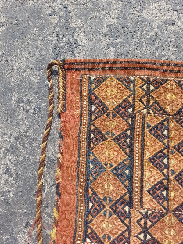 Vintage Hand Made Traditional Rug Oriental Wool Multicolor Carpet 130x38 cm gallery