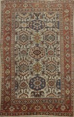 Pre-1900 Antique Handmade Ivory Wool Vegetable Dye Living Room Rug 9×12 Carpet